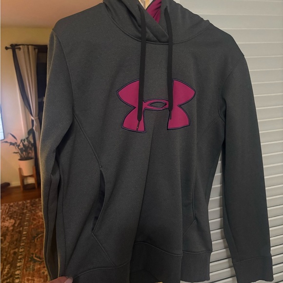 Under Armour Charcoal Hoodie with Magenta Logo - Picture 2 of 5